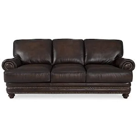 Traditional Dark Brown Sofa with Nailhead Trim